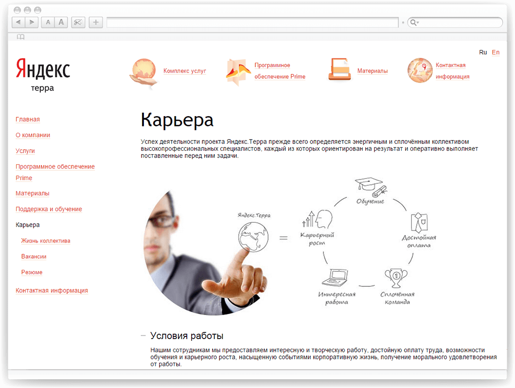 Разработка сайта для проекта Яндекс.Терра